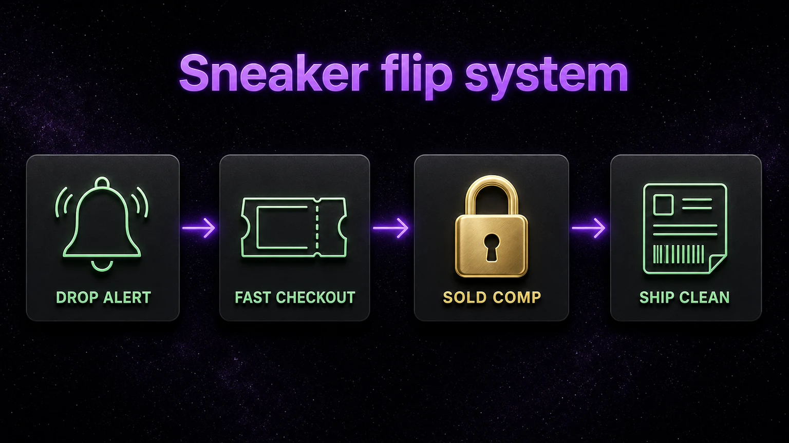 Workflow from drop alert to checkout to shipping