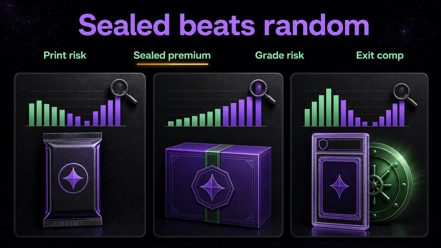 Print risk, sealed premium, and grade risk infographic