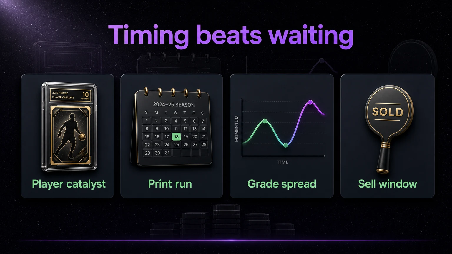 Timing beats waiting sports card investing infographic