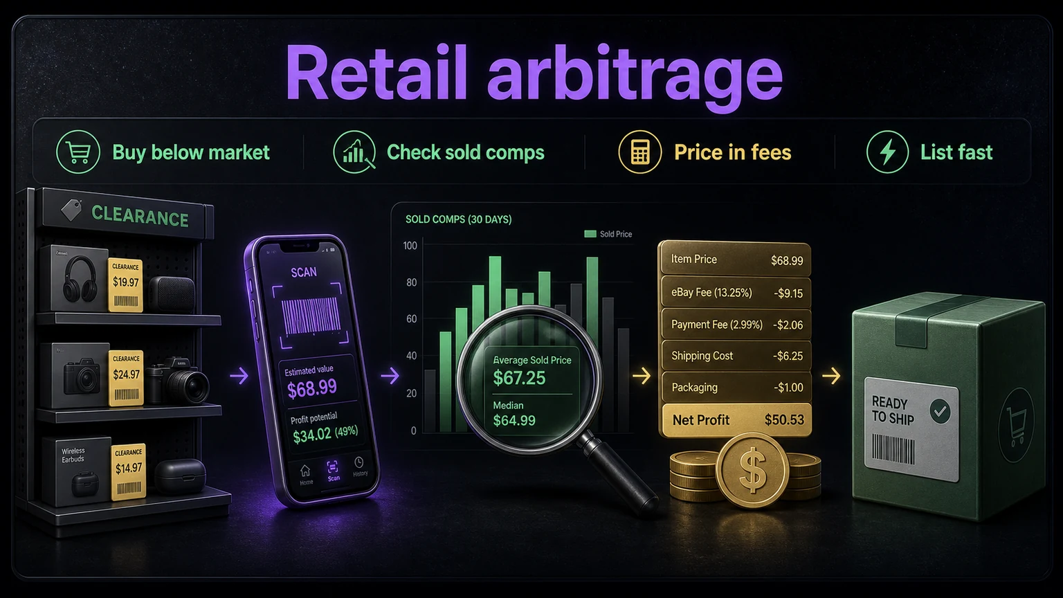 Retail arbitrage net margin decision infographic